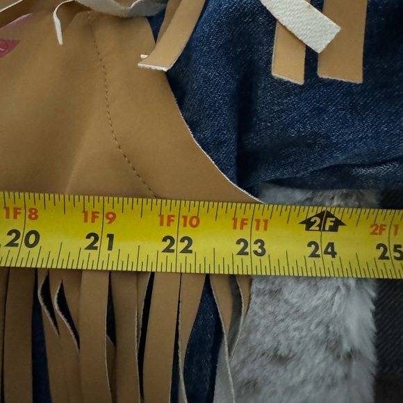 Thunderbird Print Jean Jacket Vegan Leather Fringe Colorful Eagle Western Boho - Picture 15 of 15